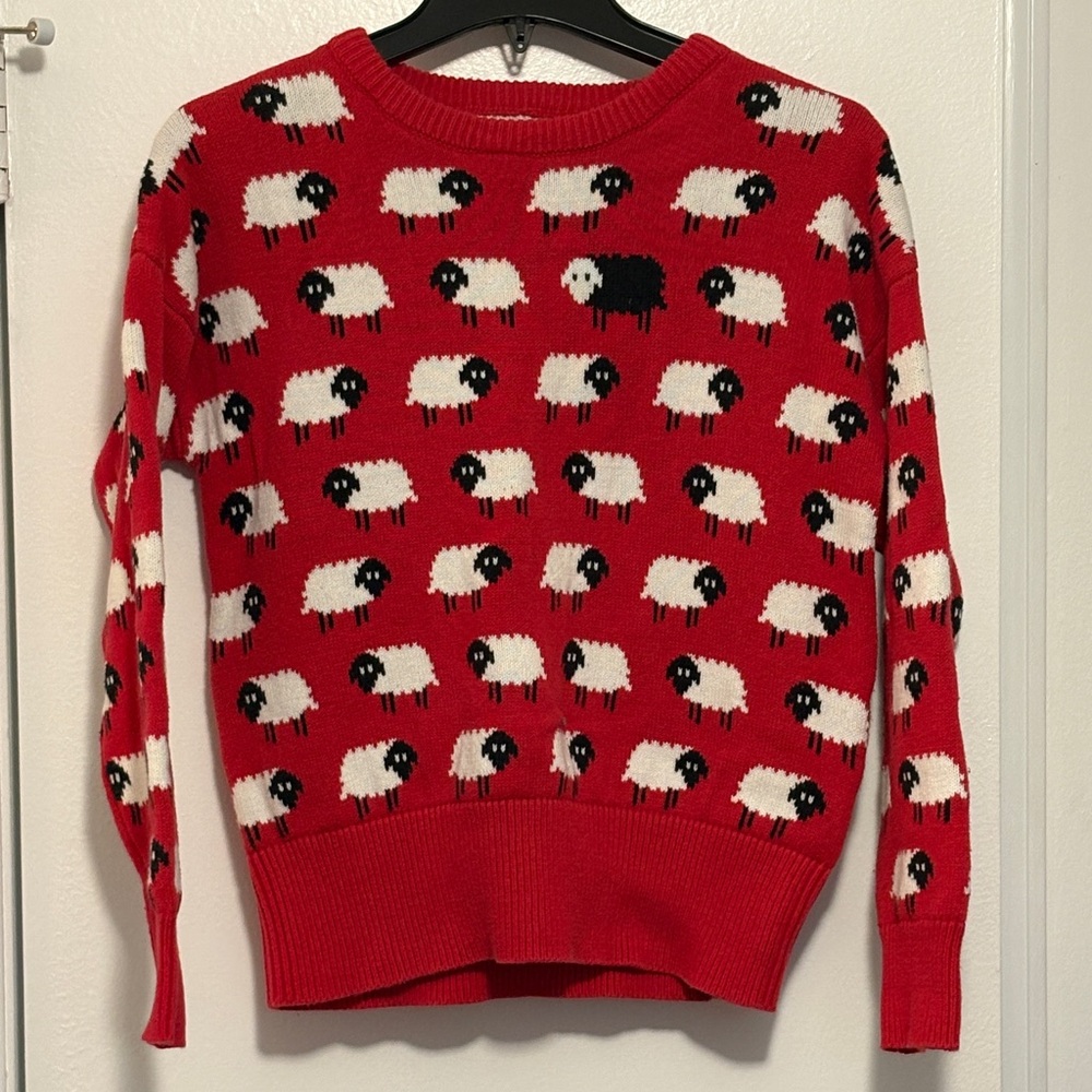 Red Sheep Pattern Sweater
